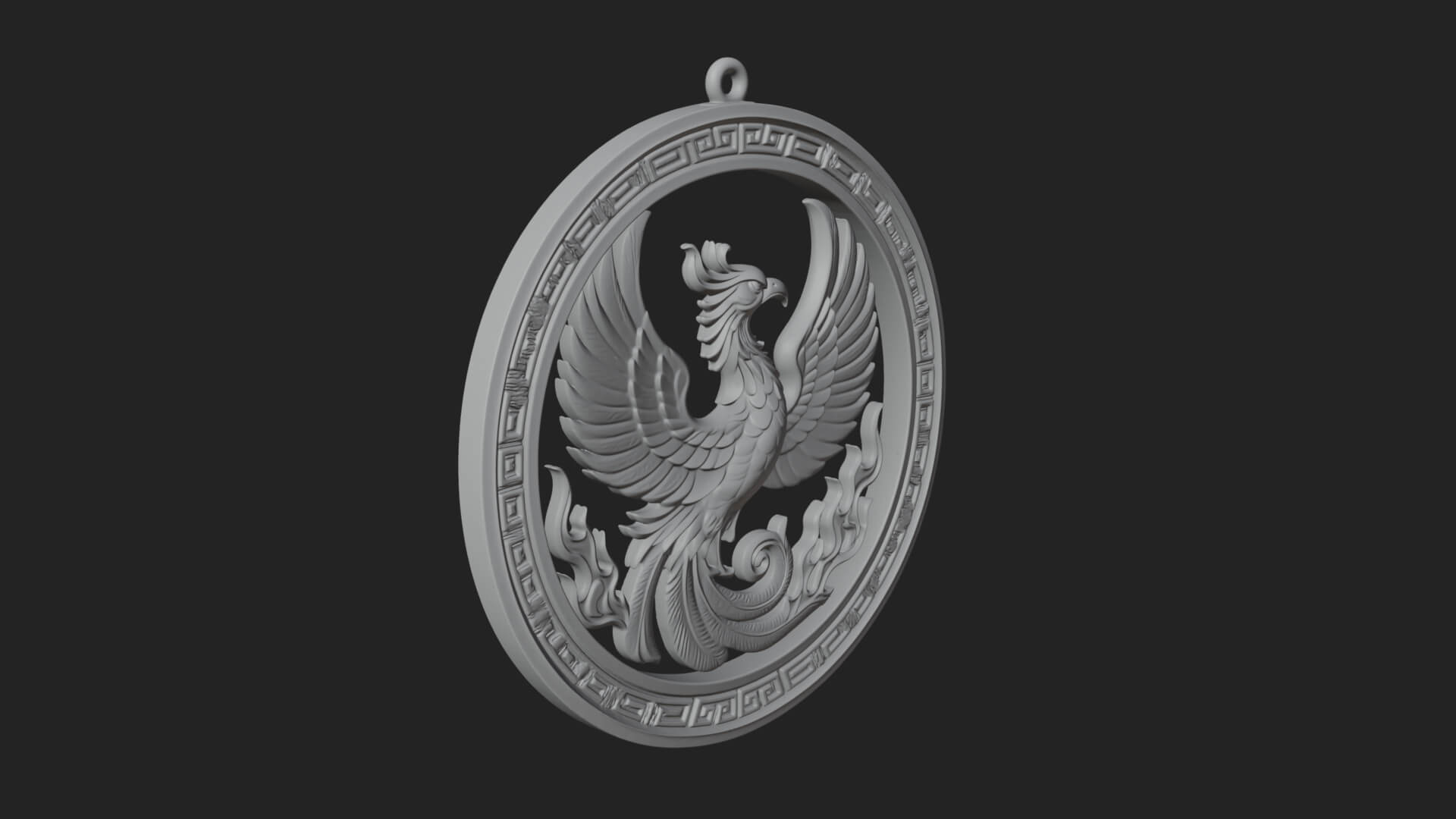 Rising Phoenix Oval Plaque Design 2 3D Print Model 3D Model