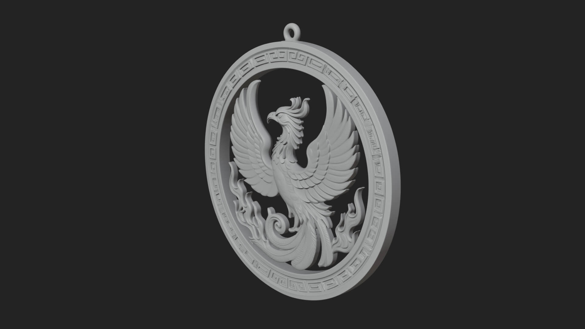 Rising Phoenix Oval Plaque Design 2 3D Print Model 3D Model