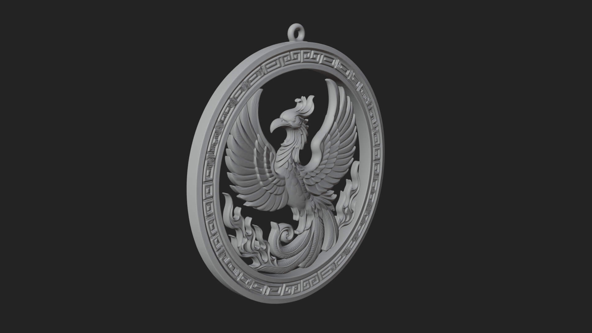 Rising Phoenix Oval Plaque Design 2 3D Print Model 3D Model