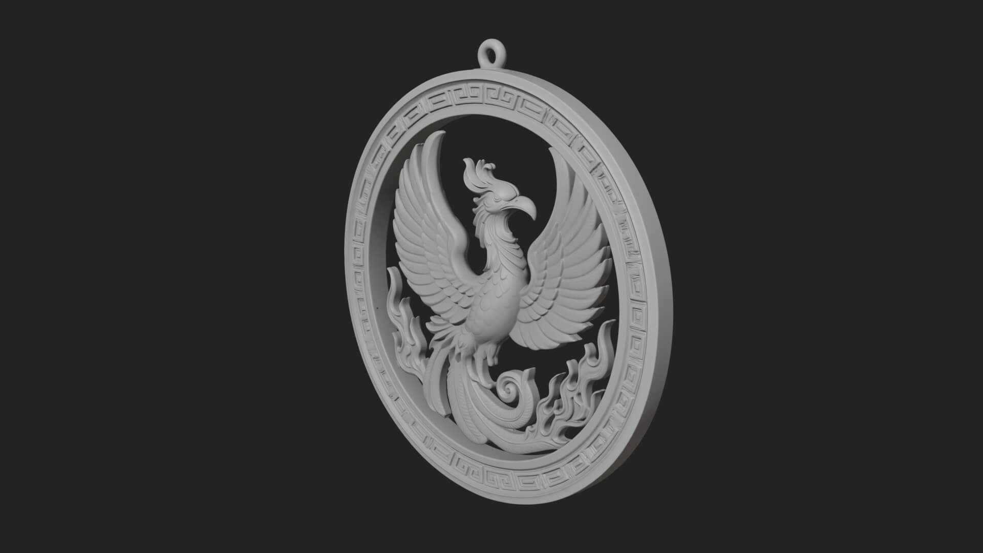 Rising Phoenix Oval Plaque Design 2 3D Print Model 3D Model
