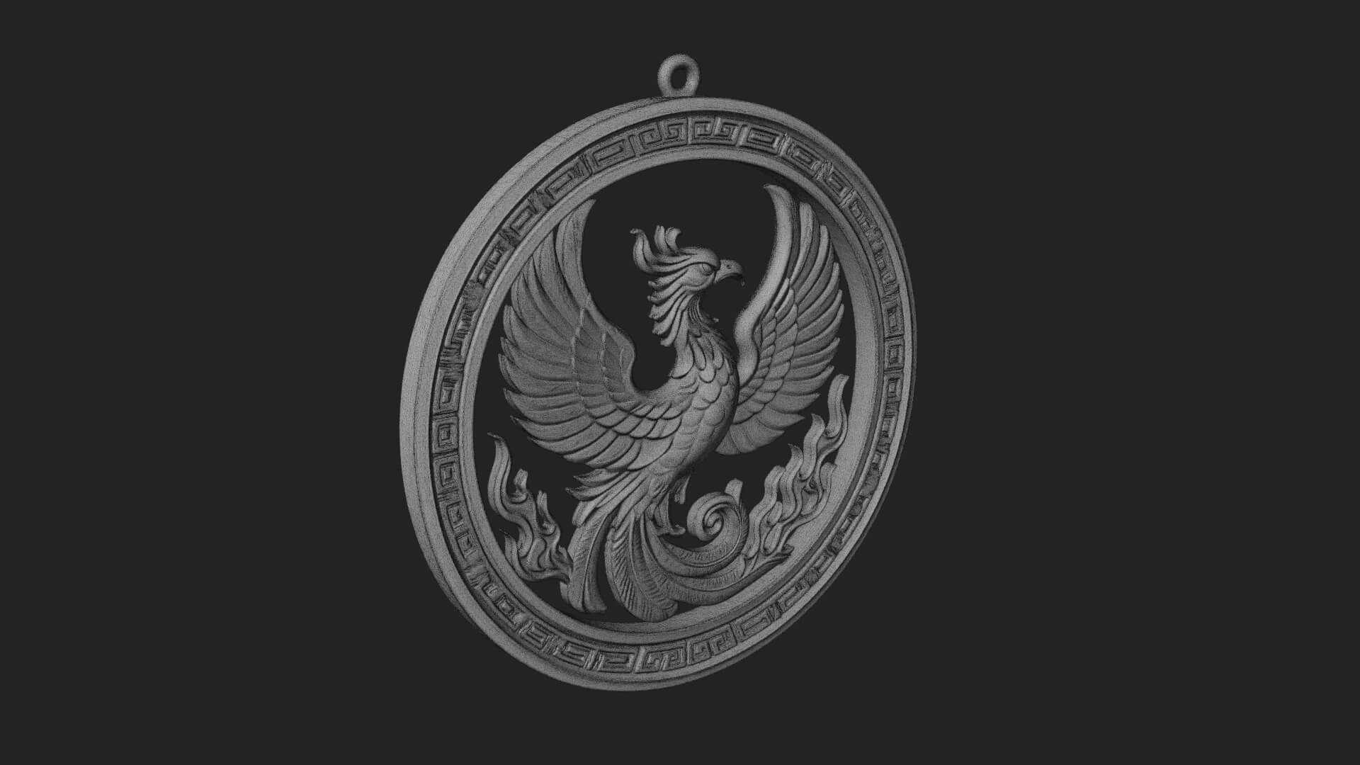 Rising Phoenix Oval Plaque Design 2 3D Print Model 3D Model