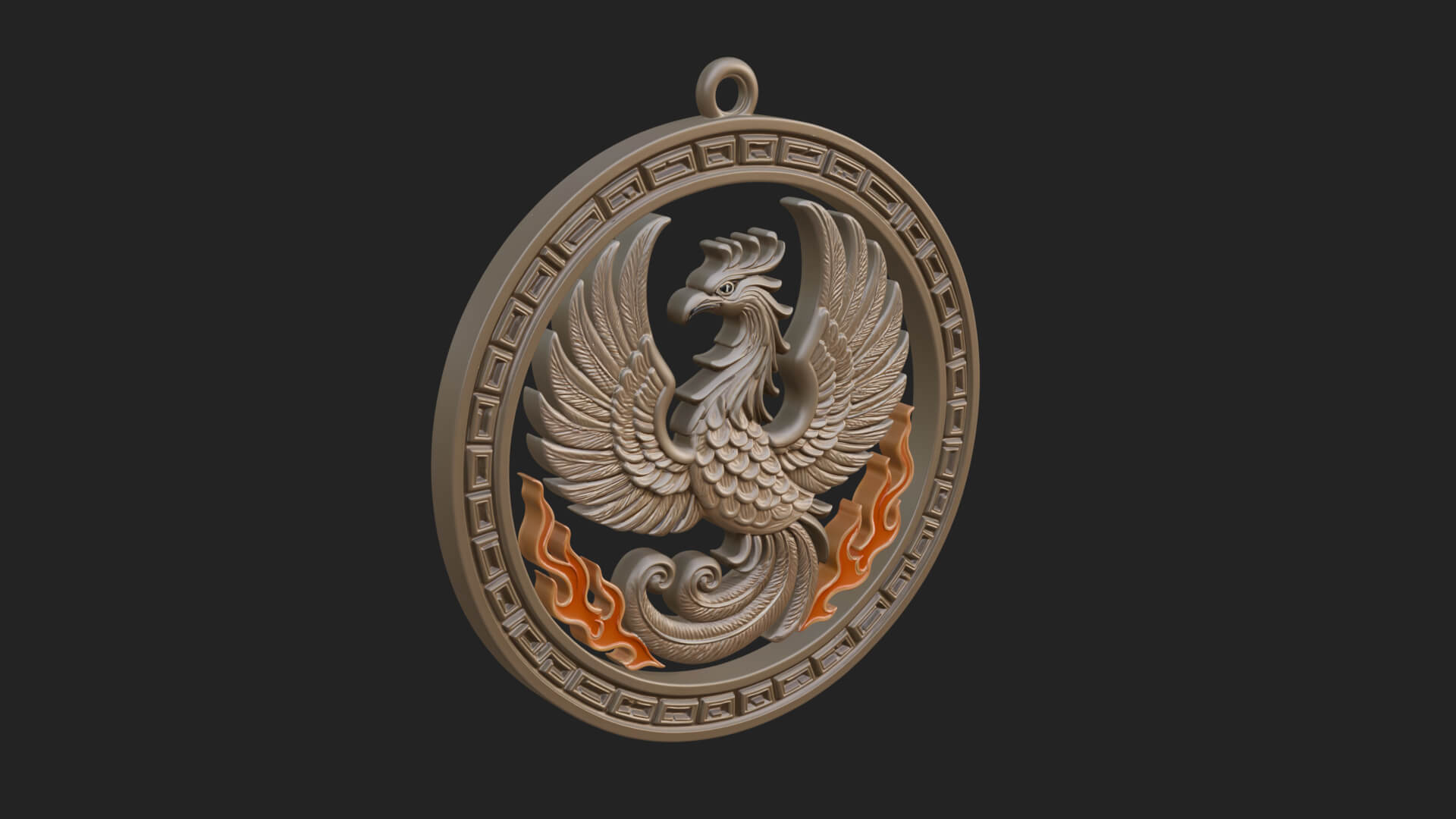 Rising Phoenix Oval Plaque Design 3 3D Print Model 3D Model