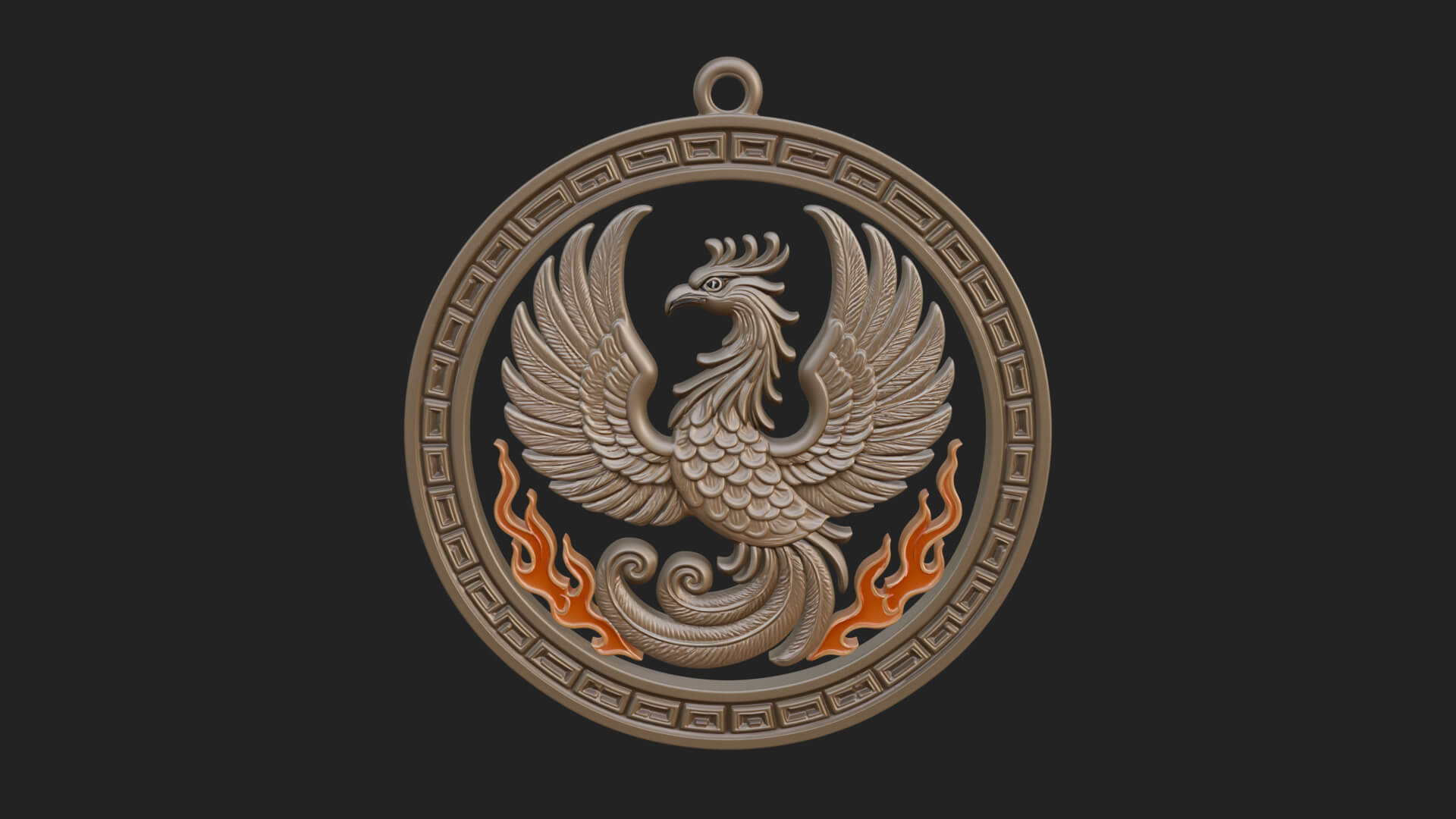 Rising Phoenix Oval Plaque Design 3 3D Print Model 3D Model