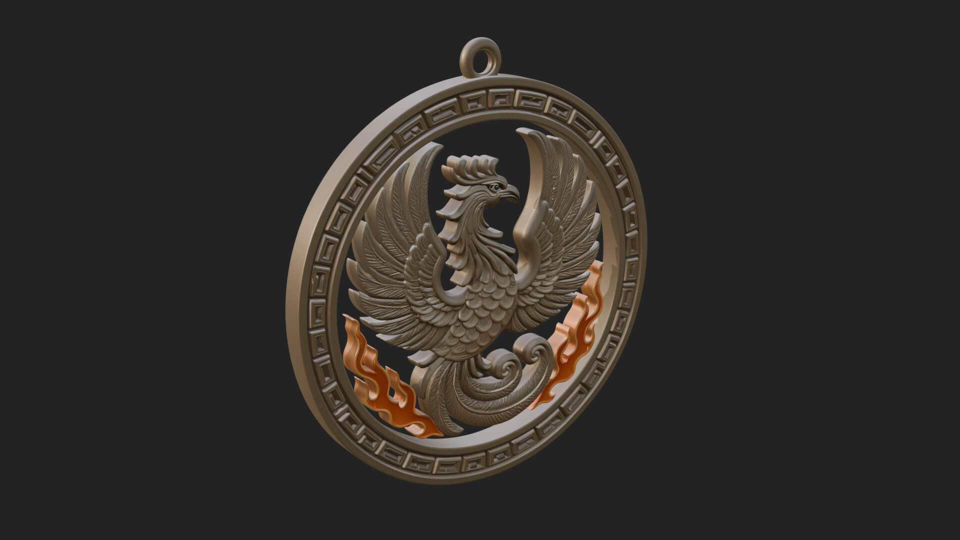 Rising Phoenix Oval Plaque Design 3 3D Print Model 3D Model