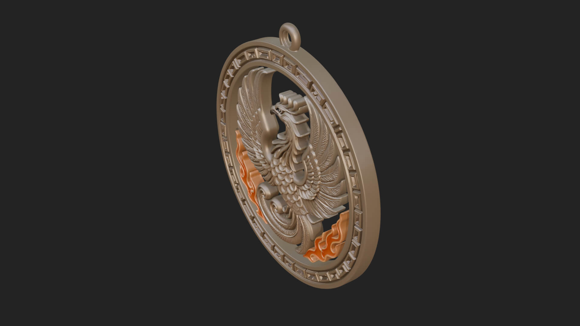 Rising Phoenix Oval Plaque Design 3 3D Print Model 3D Model