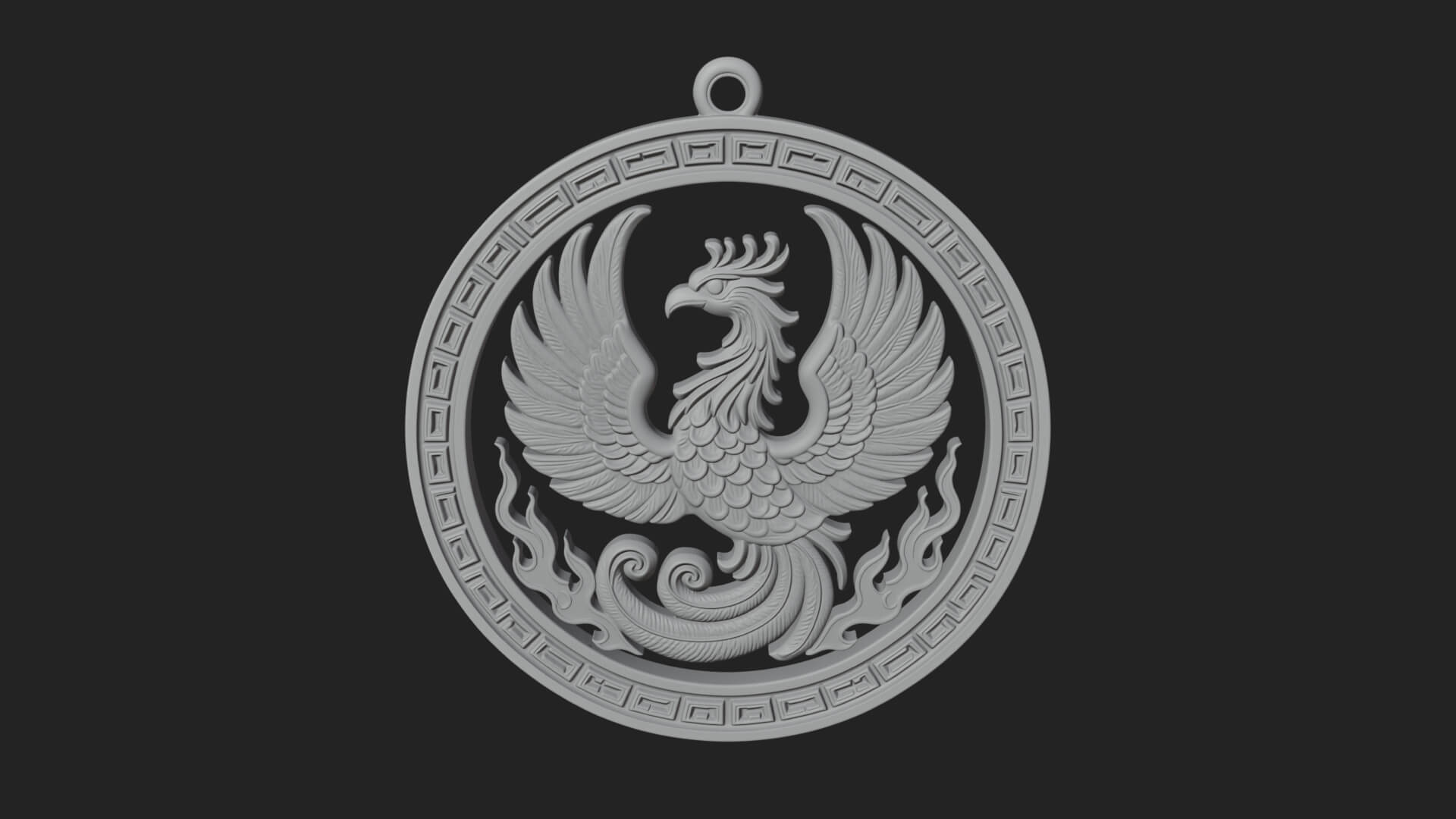 Rising Phoenix Oval Plaque Design 3 3D Print Model 3D Model