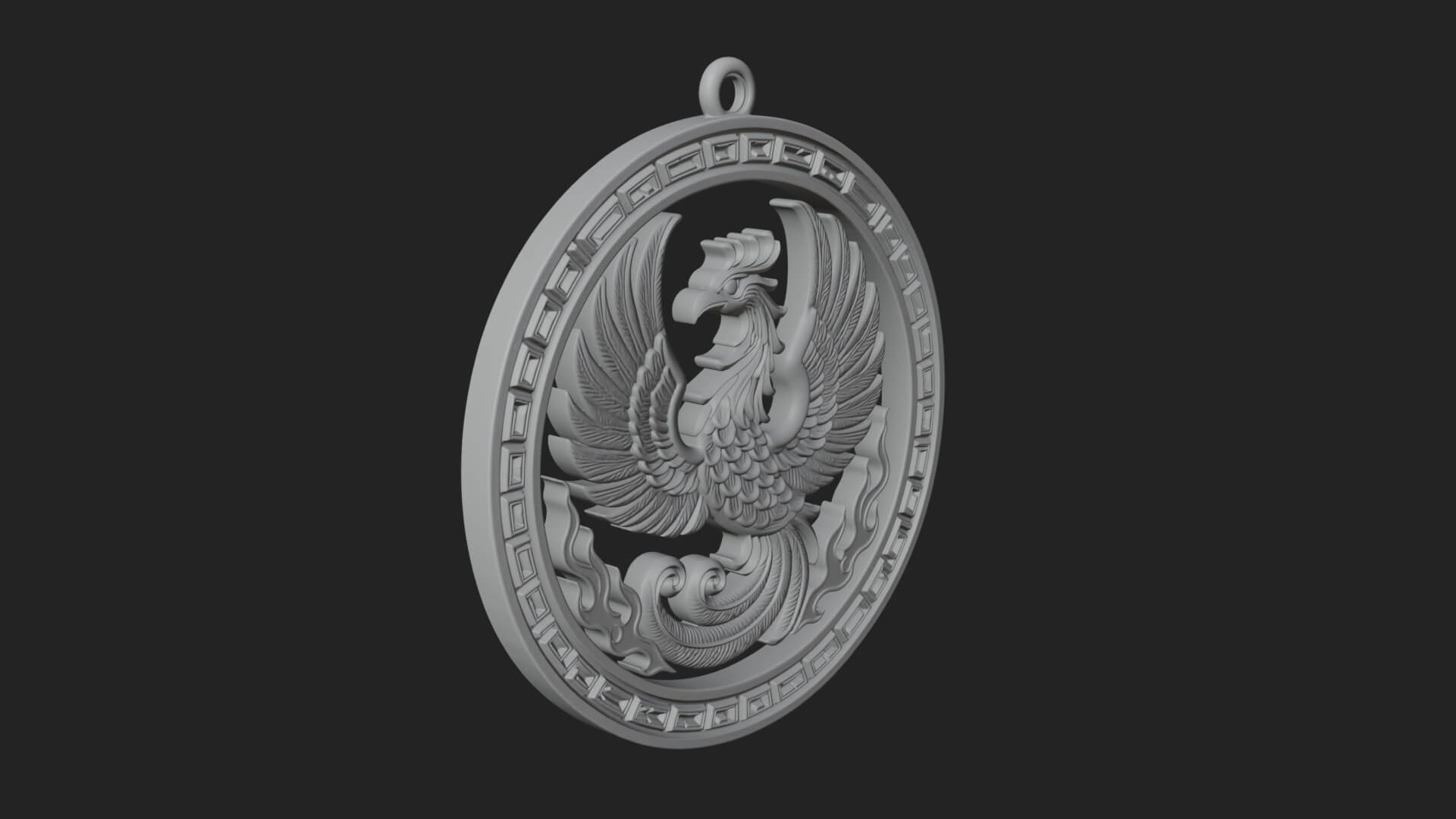 Rising Phoenix Oval Plaque Design 3 3D Print Model 3D Model