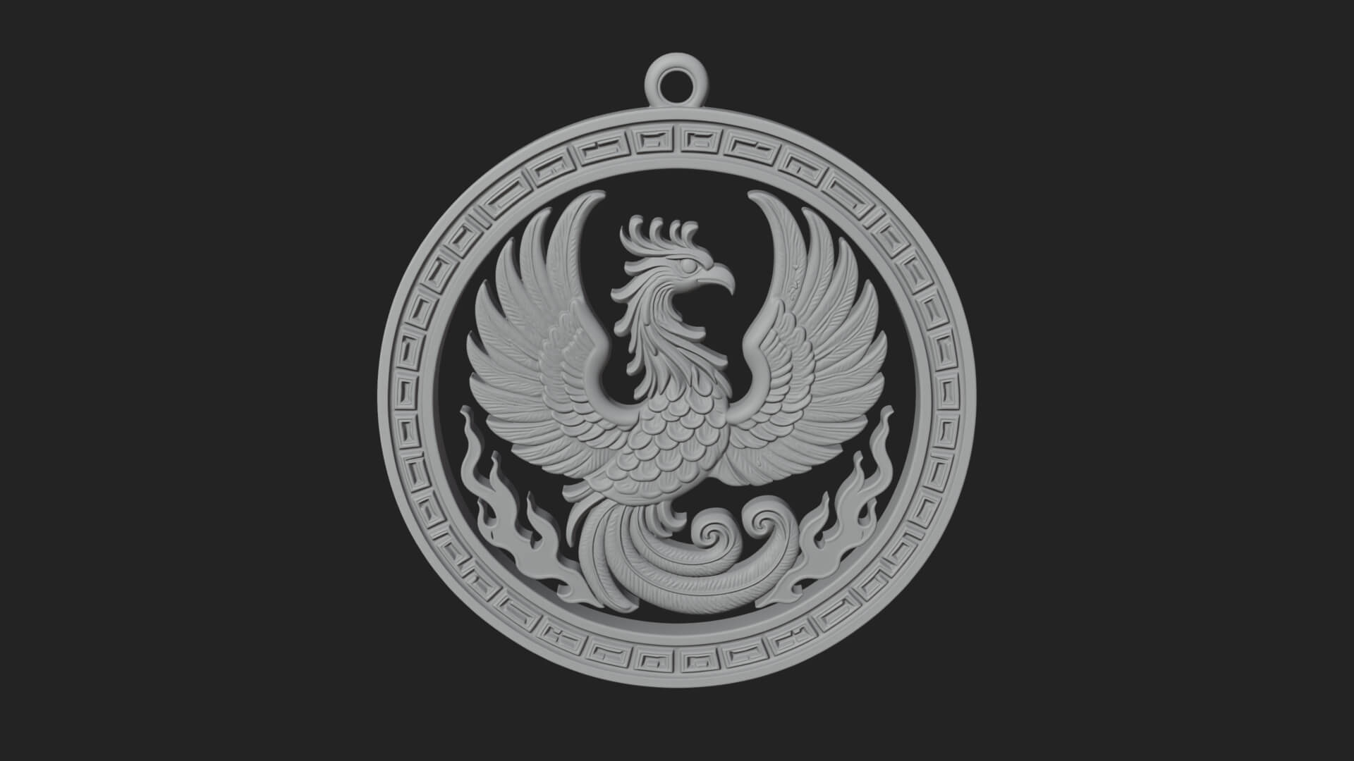 Rising Phoenix Oval Plaque Design 3 3D Print Model 3D Model