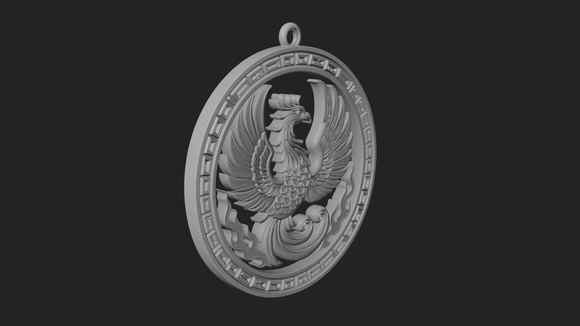 Rising Phoenix Oval Plaque Design 3 3D Print Model 3D Model