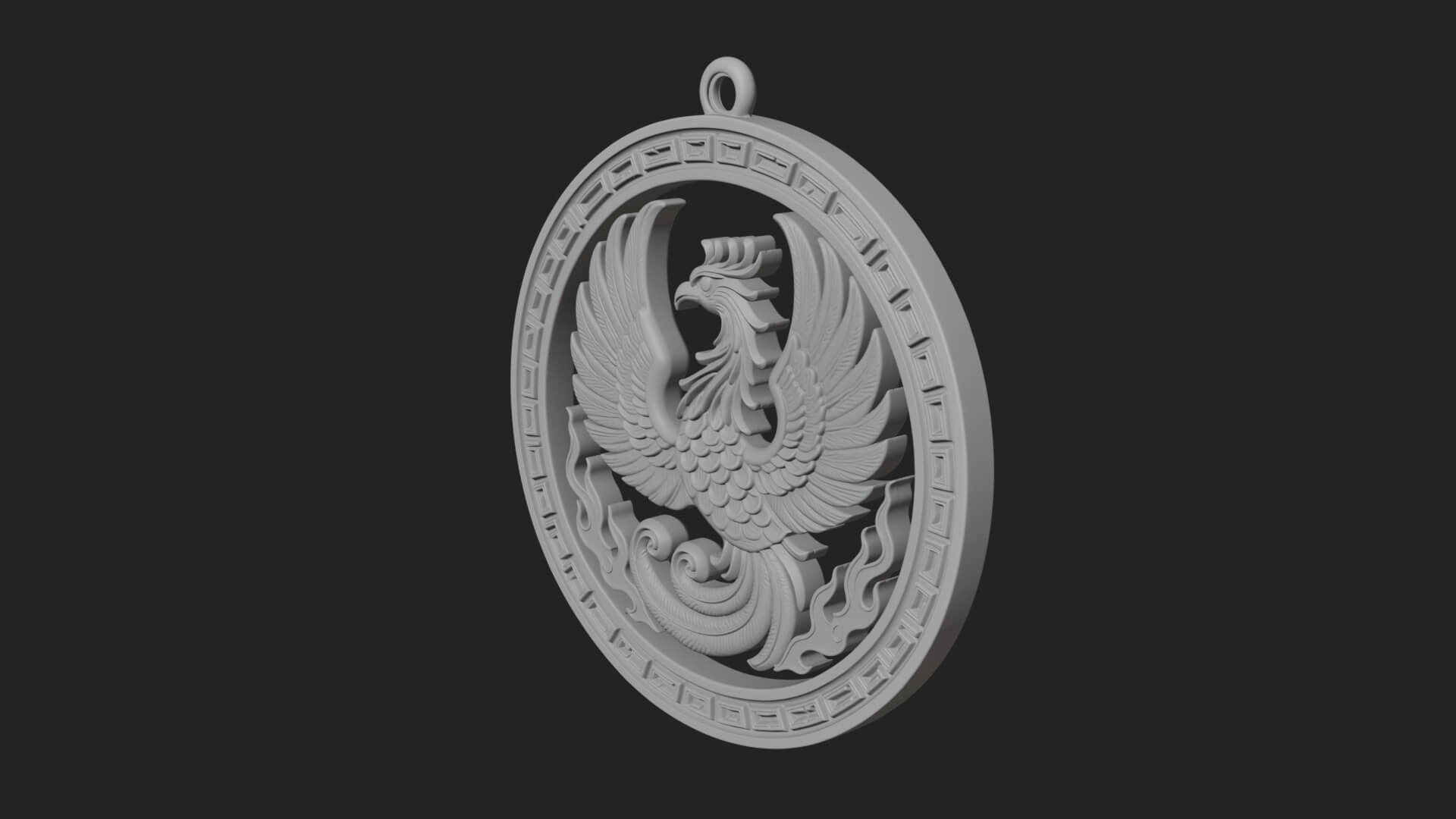 Rising Phoenix Oval Plaque Design 3 3D Print Model 3D Model