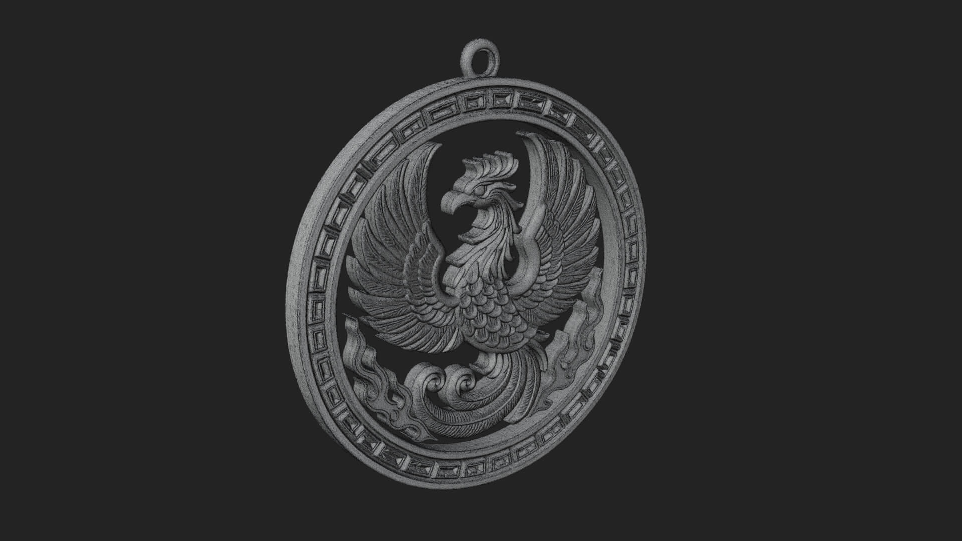 Rising Phoenix Oval Plaque Design 3 3D Print Model 3D Model
