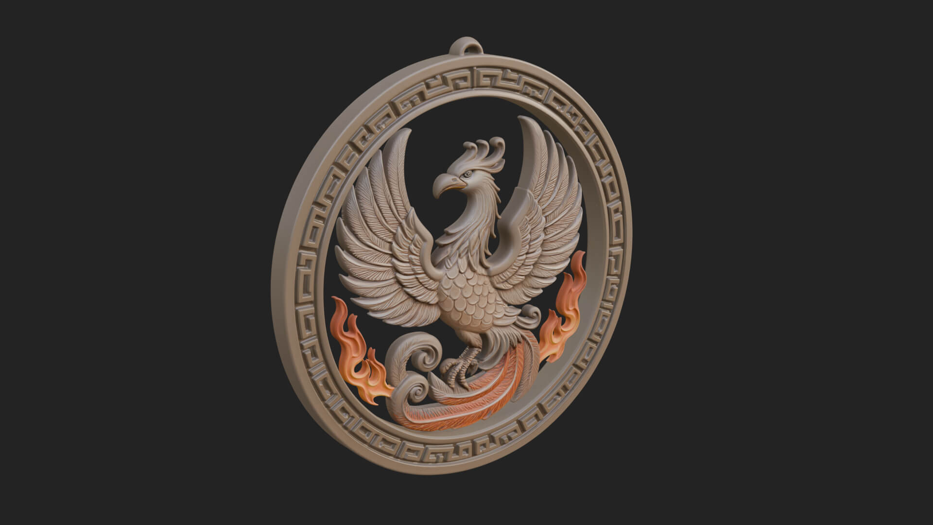 Rising Phoenix Oval Plaque Design 4 3D Print Model 3D Model
