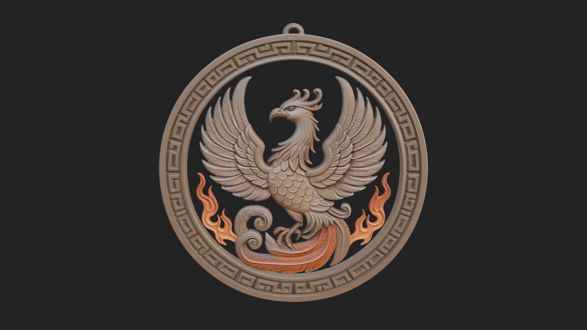 Rising Phoenix Oval Plaque Design 4 3D Print Model 3D Model