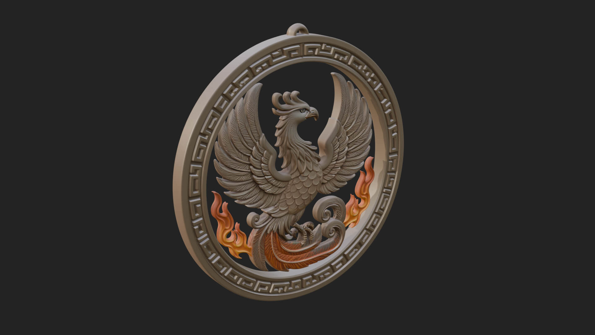 Rising Phoenix Oval Plaque Design 4 3D Print Model 3D Model