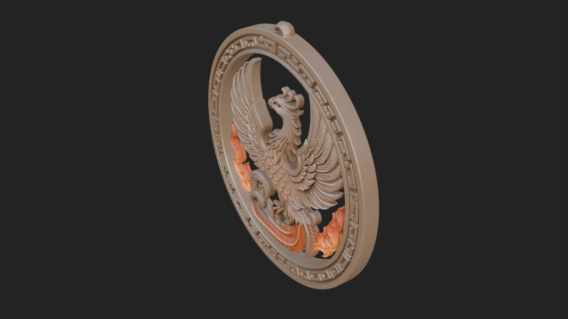 Rising Phoenix Oval Plaque Design 4 3D Print Model 3D Model