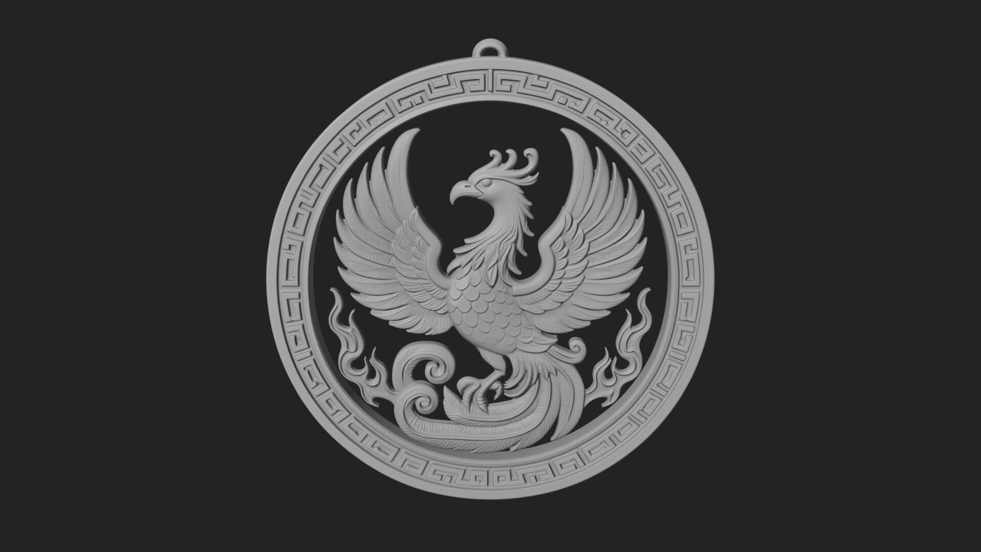 Rising Phoenix Oval Plaque Design 4 3D Print Model 3D Model