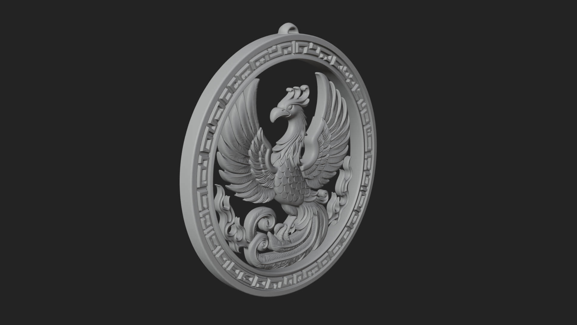 Rising Phoenix Oval Plaque Design 4 3D Print Model 3D Model