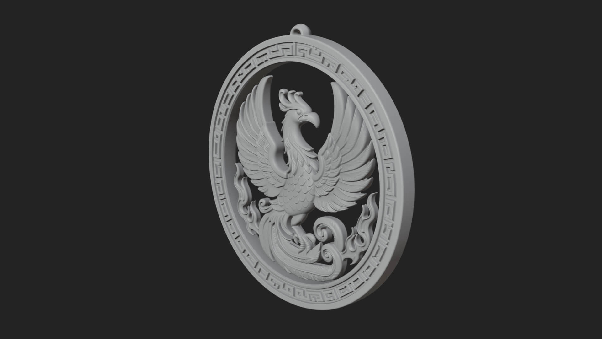 Rising Phoenix Oval Plaque Design 4 3D Print Model 3D Model