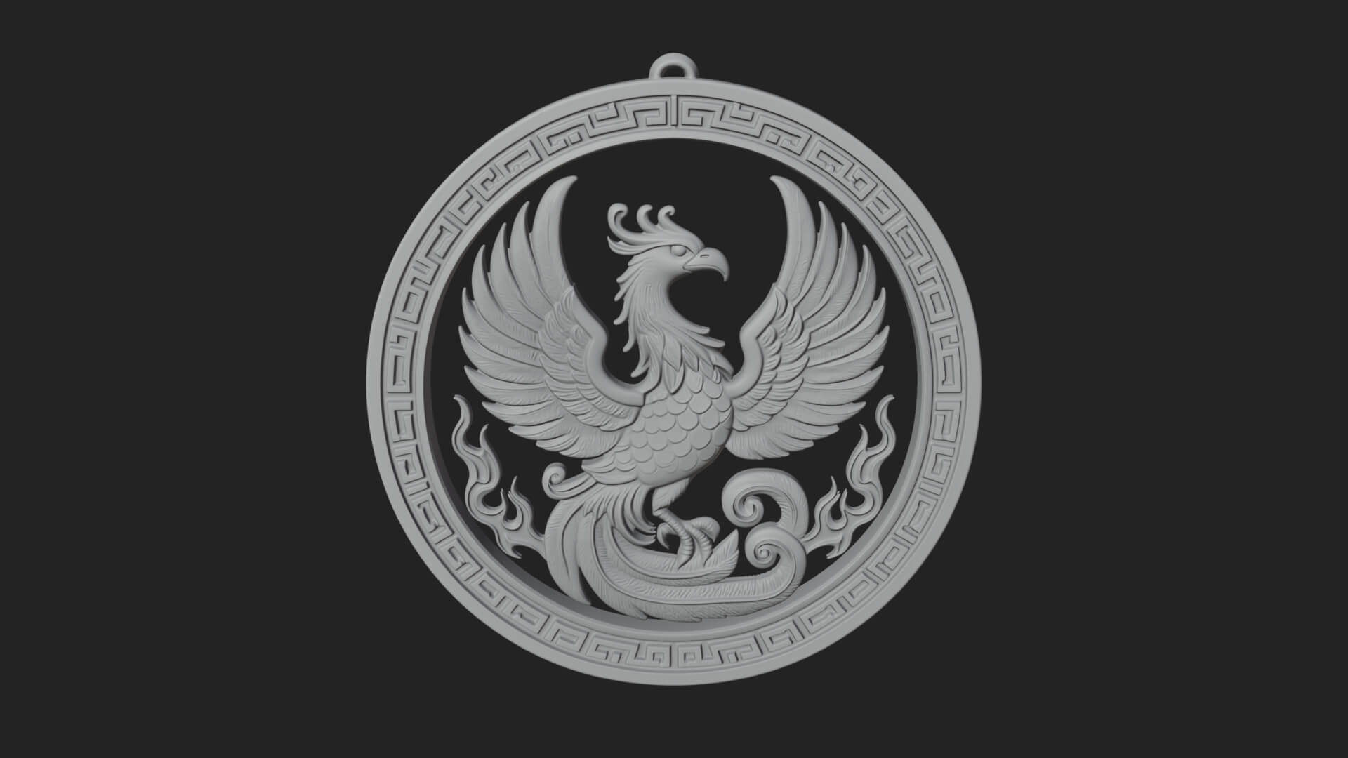 Rising Phoenix Oval Plaque Design 4 3D Print Model 3D Model
