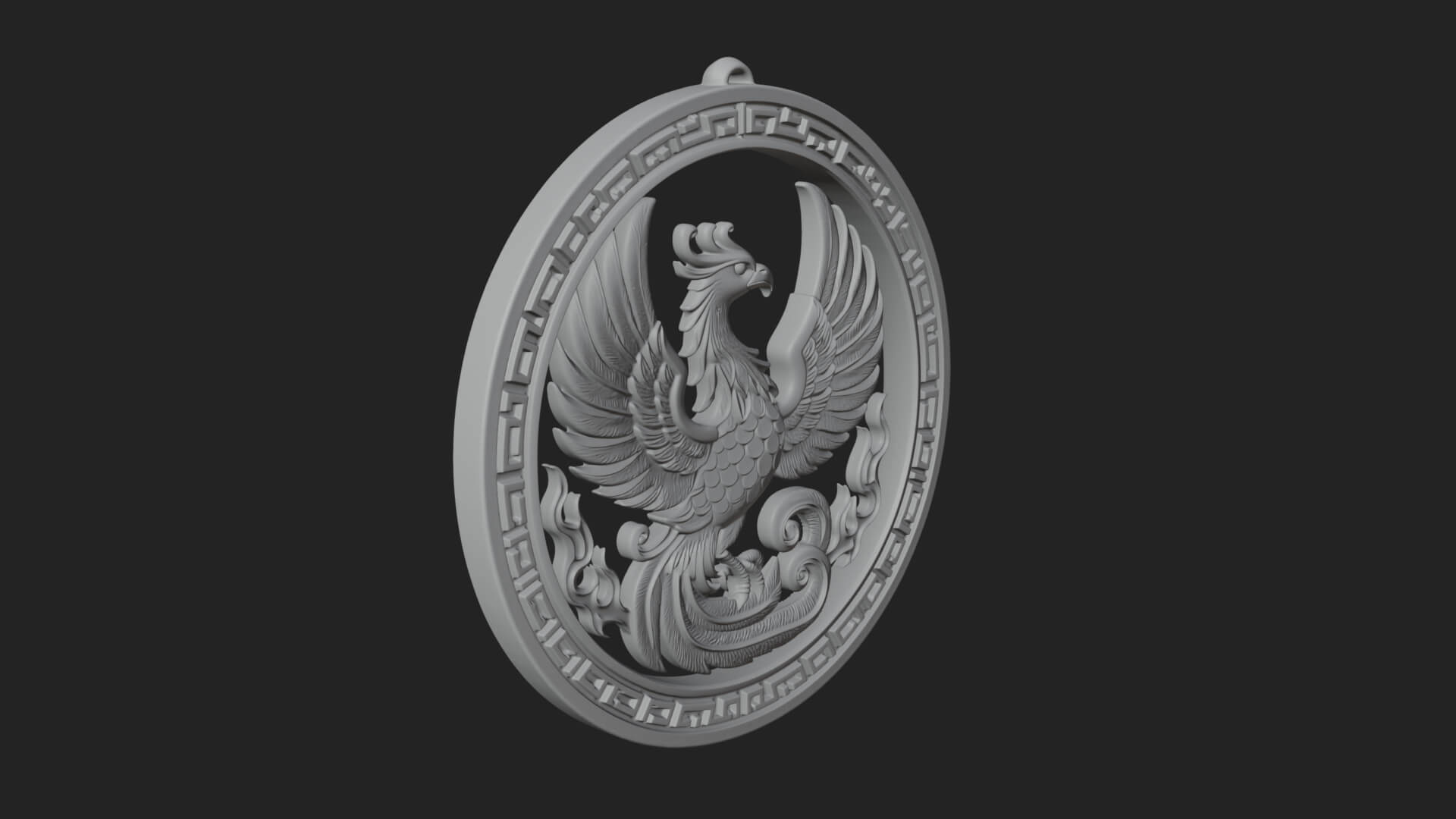Rising Phoenix Oval Plaque Design 4 3D Print Model 3D Model