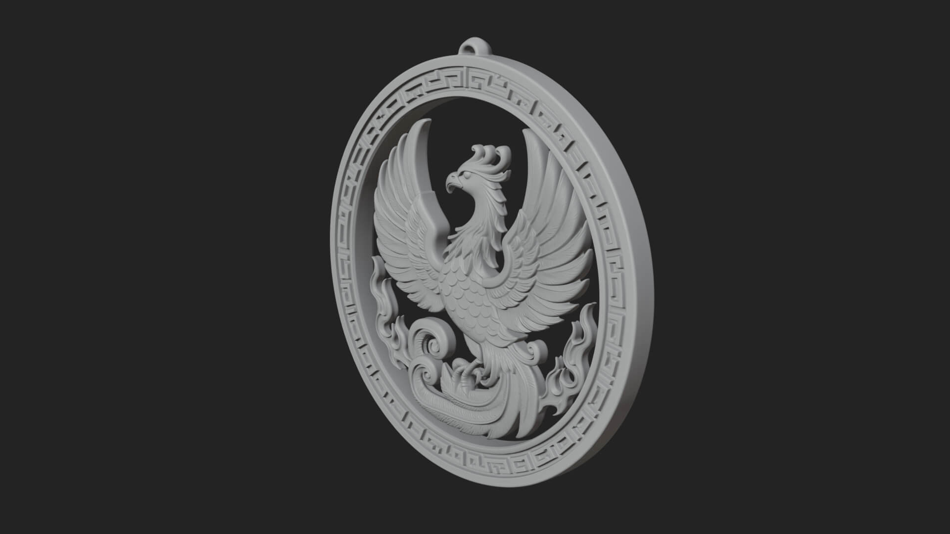 Rising Phoenix Oval Plaque Design 4 3D Print Model 3D Model