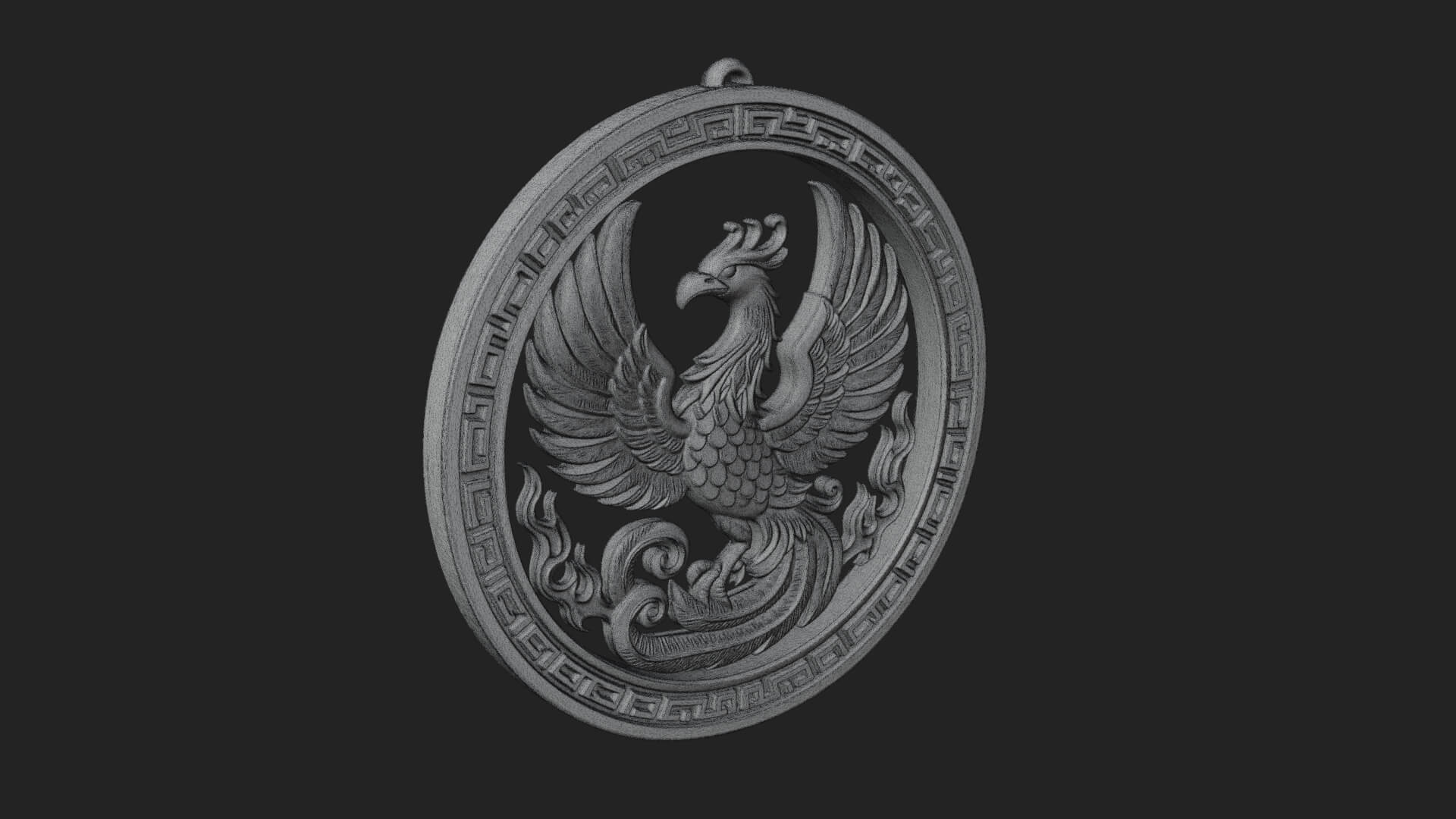 Rising Phoenix Oval Plaque Design 4 3D Print Model 3D Model