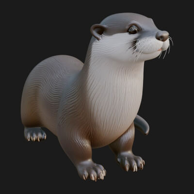 River Otter Statue Design 2 3D Print Model