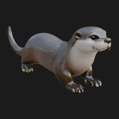 River Otter Statue Design 3 3D Print Model