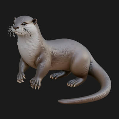 River Otter Statue Design 4 3D Print Model