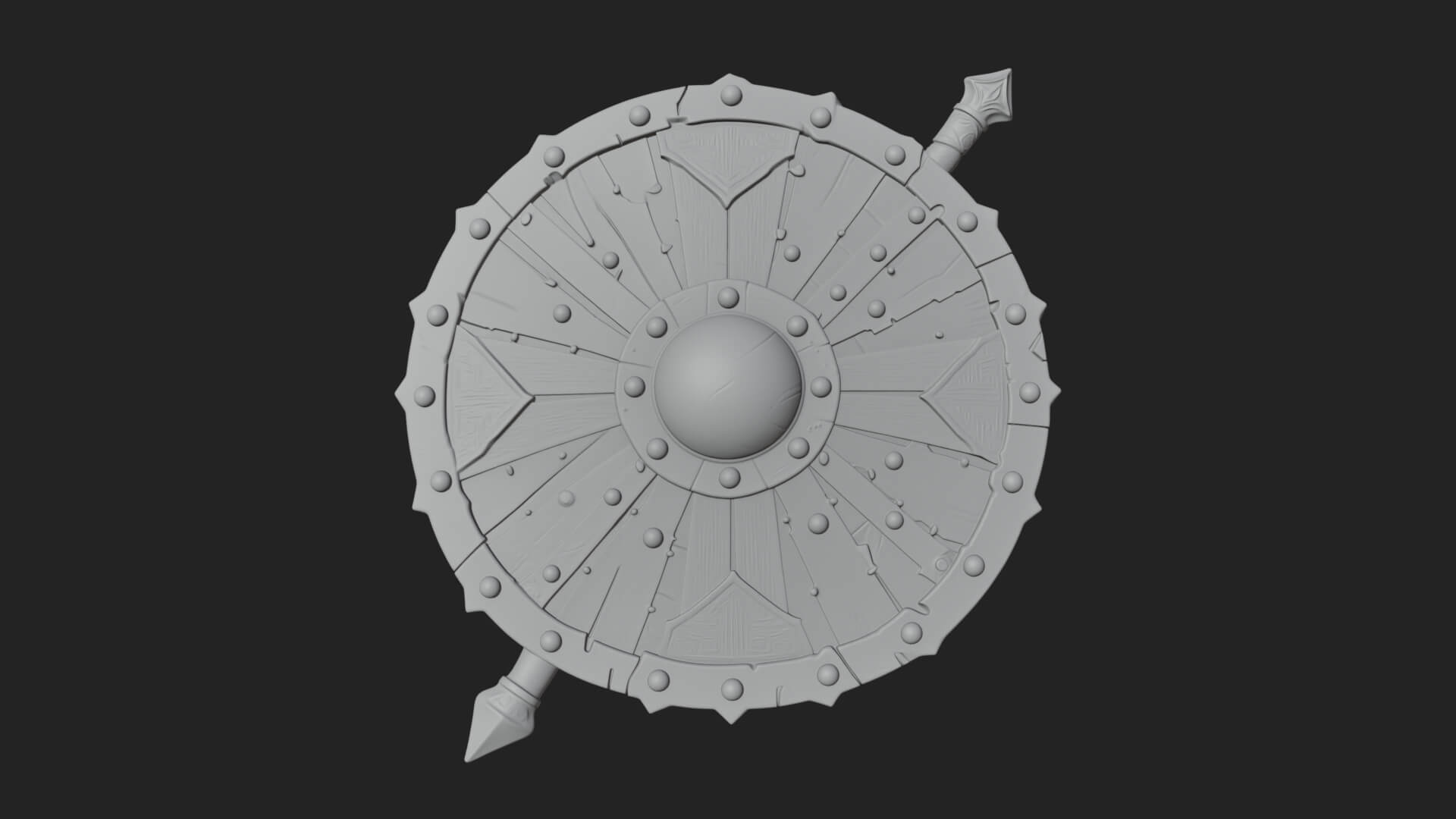 Riveted Round War Shield Model Design 1 3D Print Model 3D Model