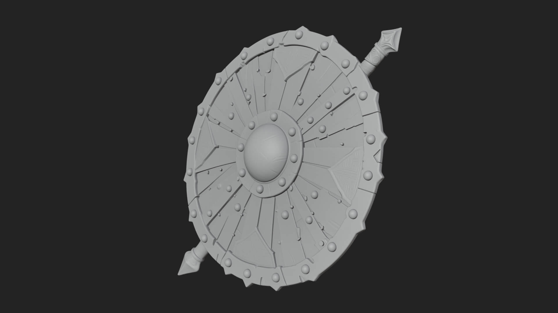 Riveted Round War Shield Model Design 1 3D Print Model 3D Model