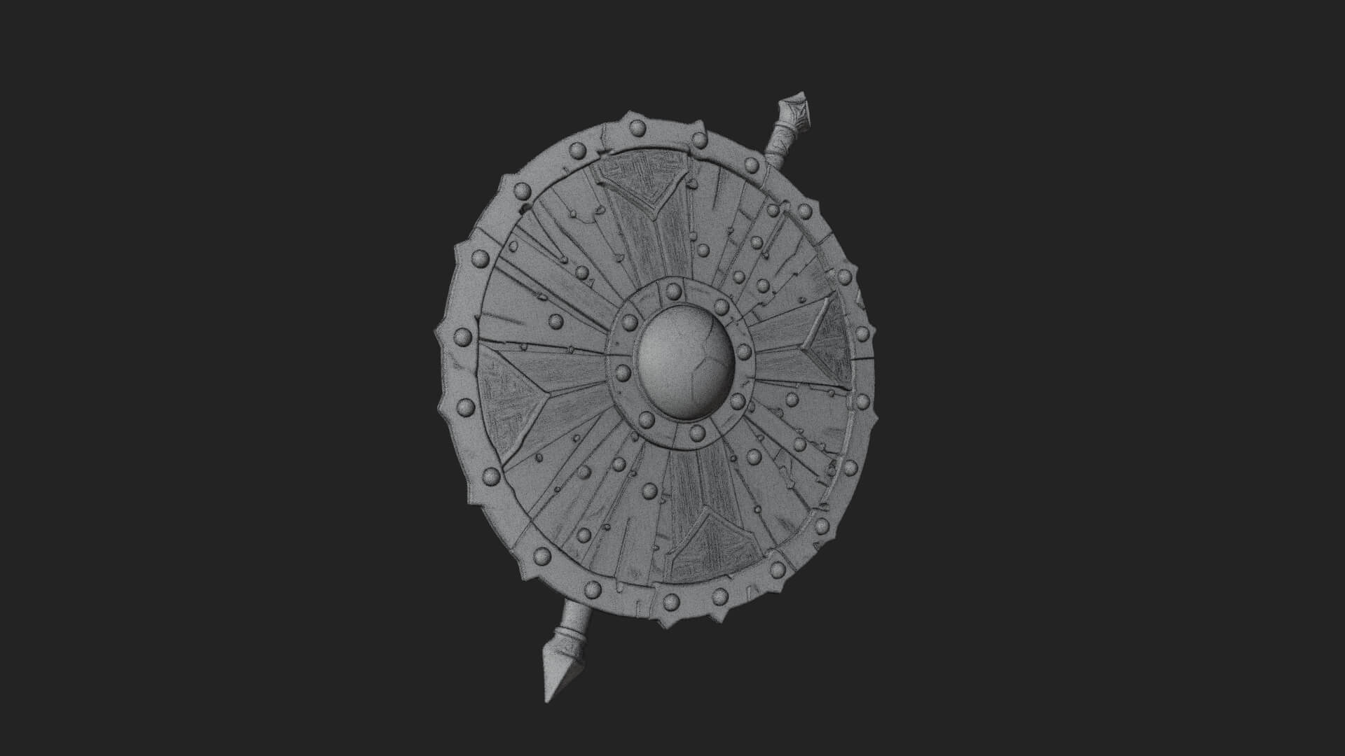 Riveted Round War Shield Model Design 1 3D Print Model 3D Model