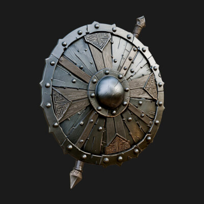 Riveted Round War Shield Model Design 1 3D Print Model