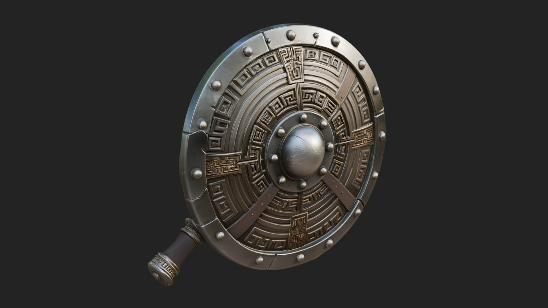 Riveted Round War Shield Model Design 10 3D Print Model 3D Model