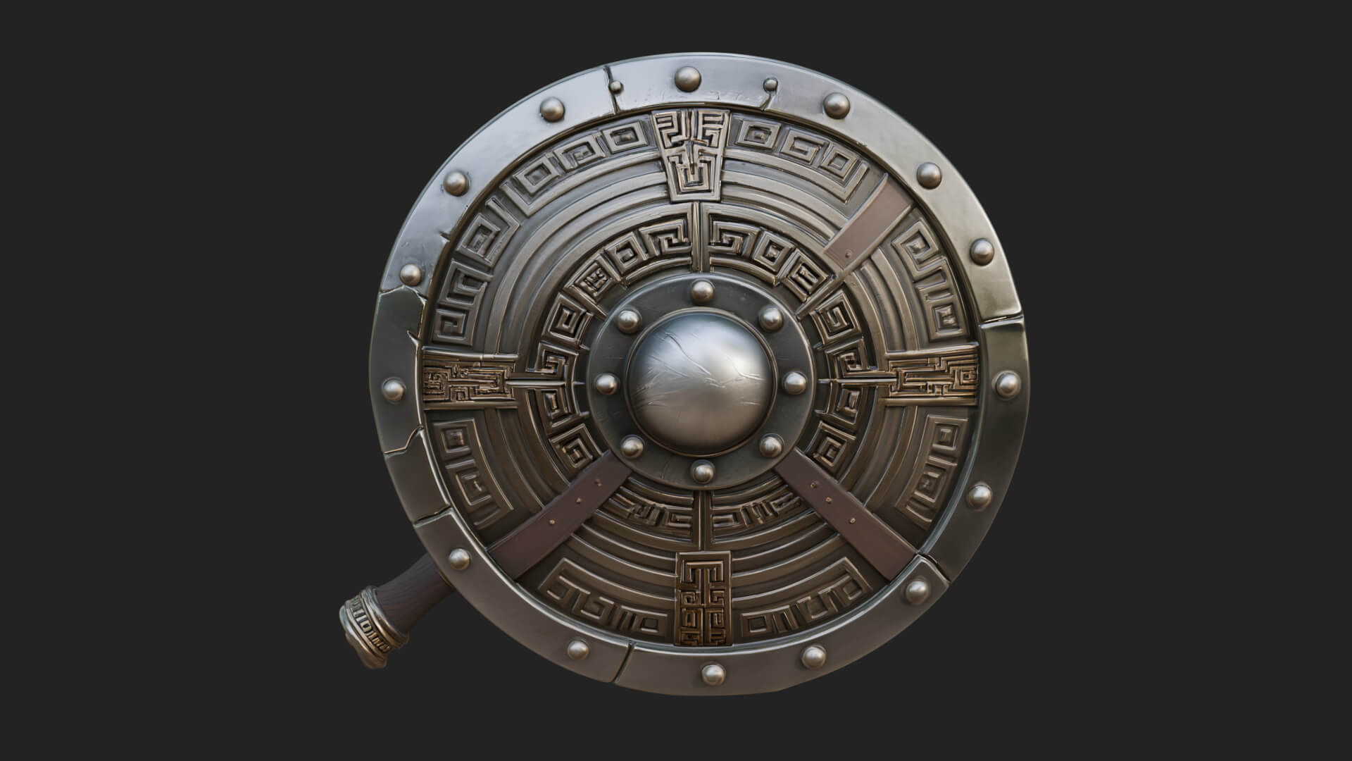 Riveted Round War Shield Model Design 10 3D Print Model 3D Model
