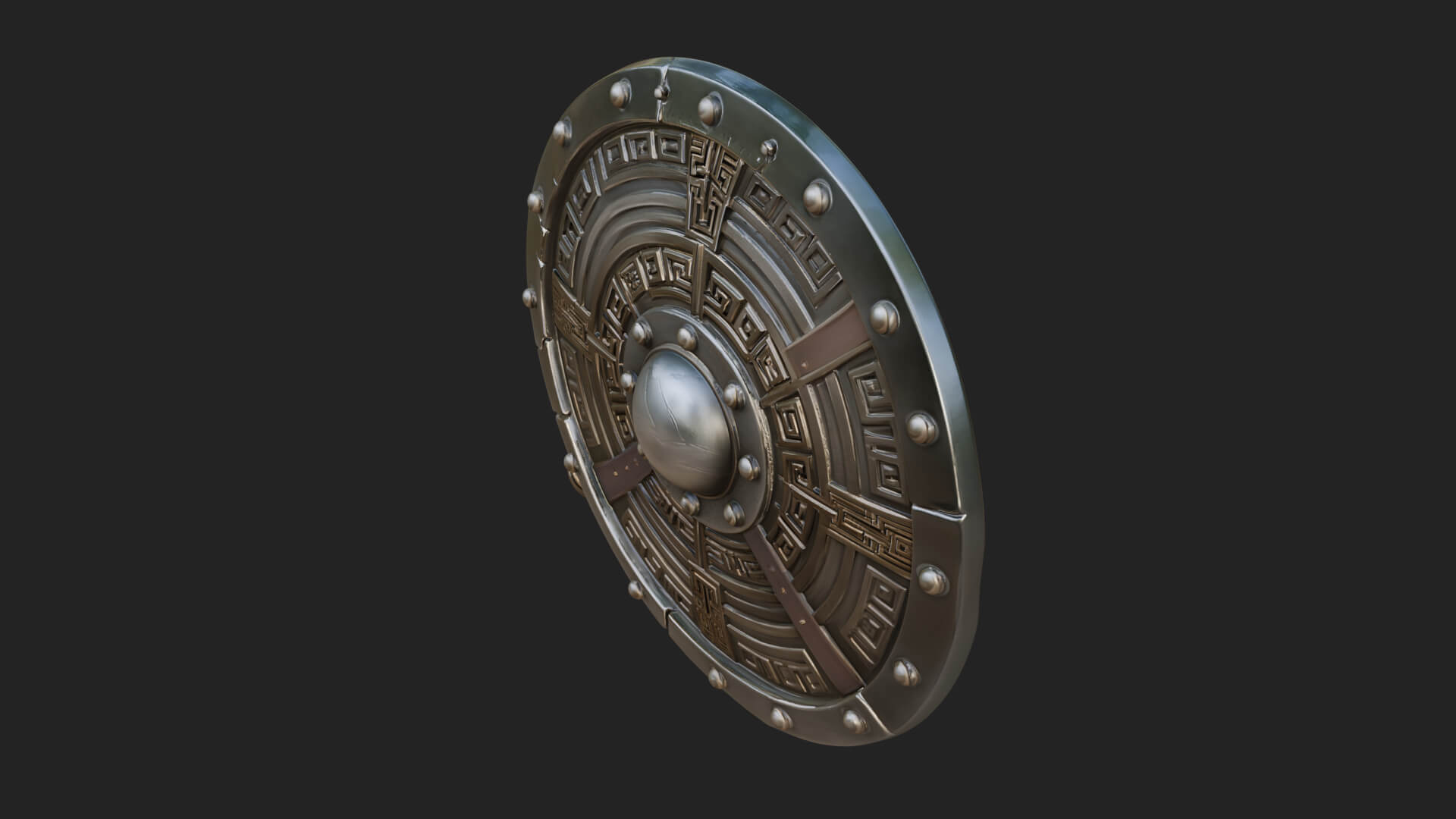 Riveted Round War Shield Model Design 10 3D Print Model 3D Model