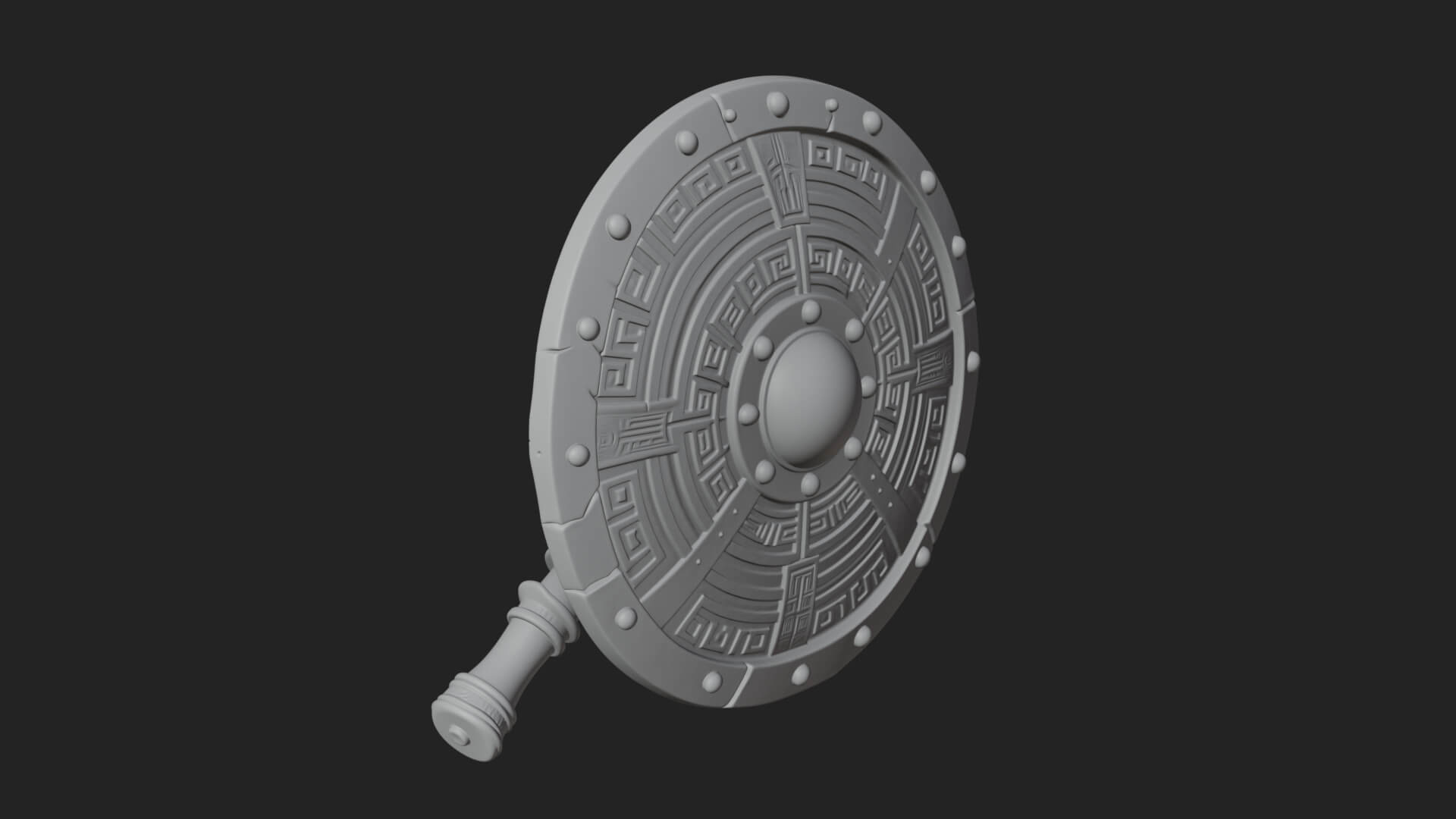 Riveted Round War Shield Model Design 10 3D Print Model 3D Model