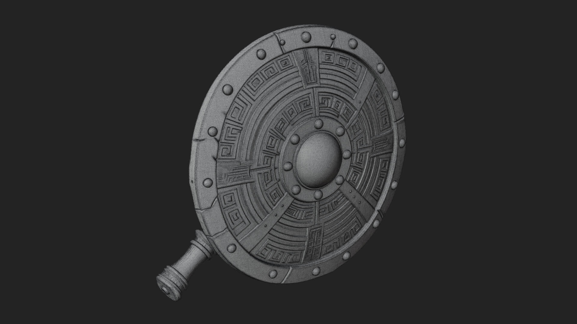 Riveted Round War Shield Model Design 10 3D Print Model 3D Model