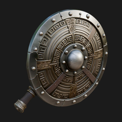 Riveted Round War Shield Model Design 10 3D Print Model