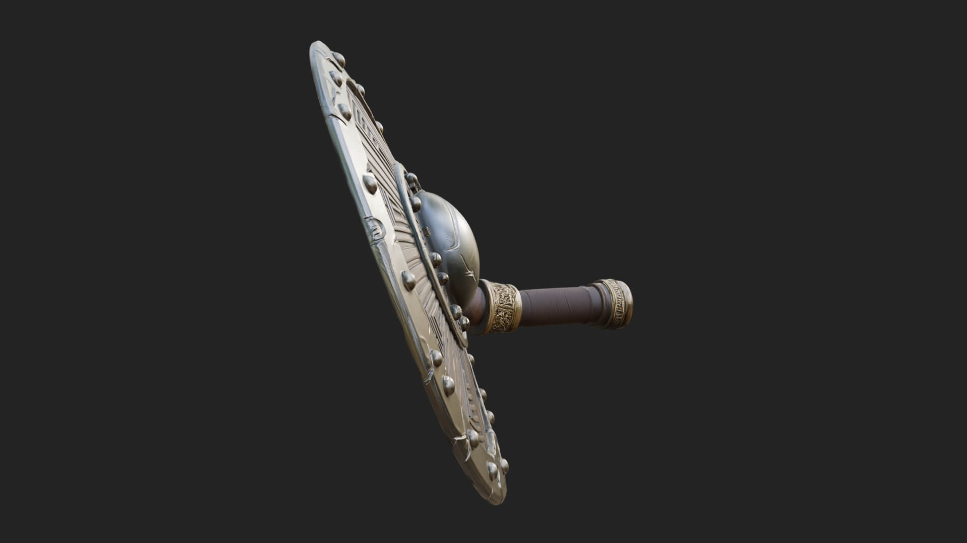 Riveted Round War Shield Model Design 11 3D Print Model 3D Model
