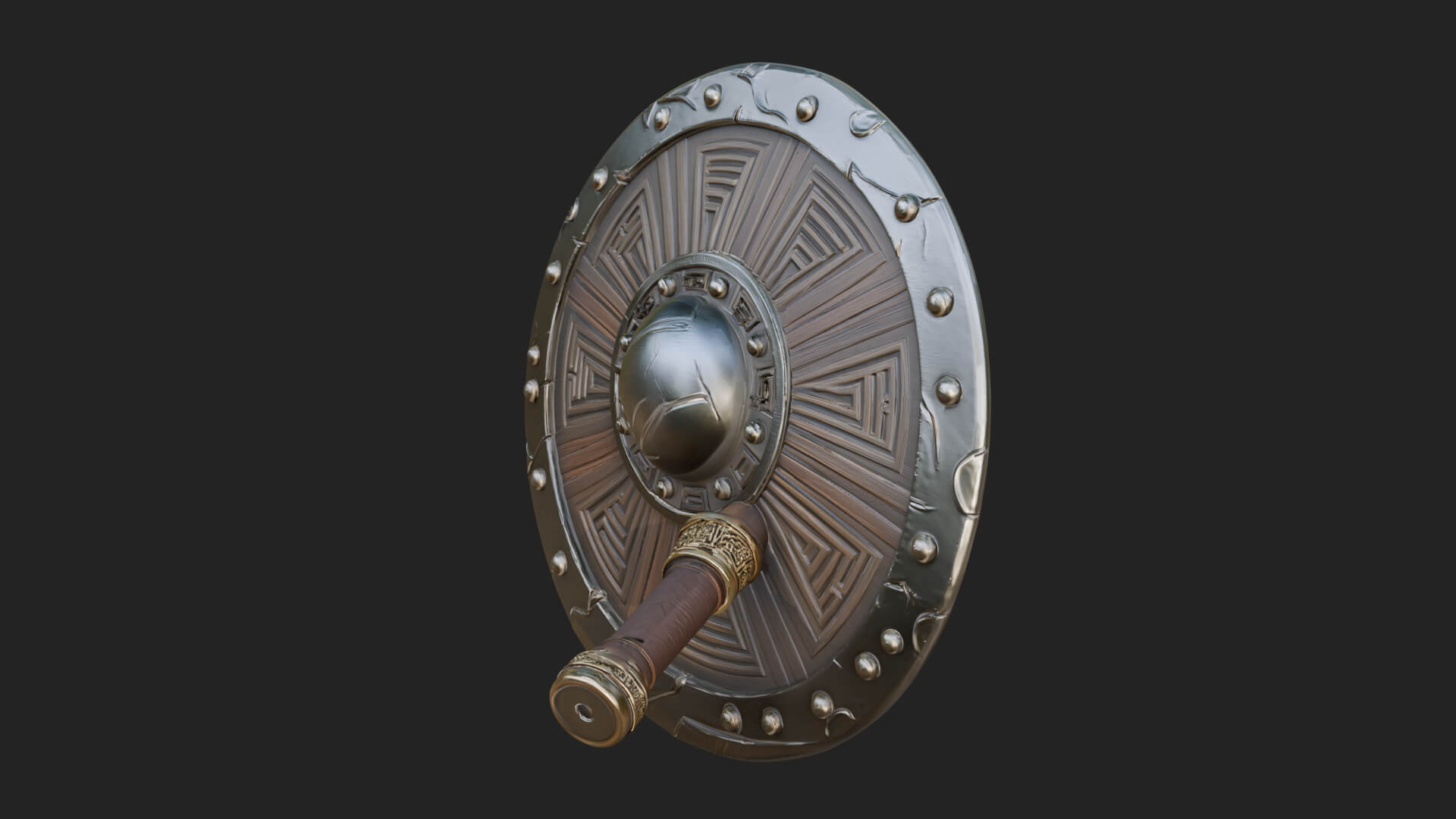 Riveted Round War Shield Model Design 11 3D Print Model 3D Model