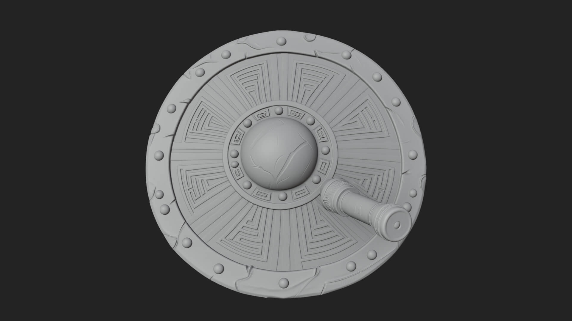 Riveted Round War Shield Model Design 11 3D Print Model 3D Model