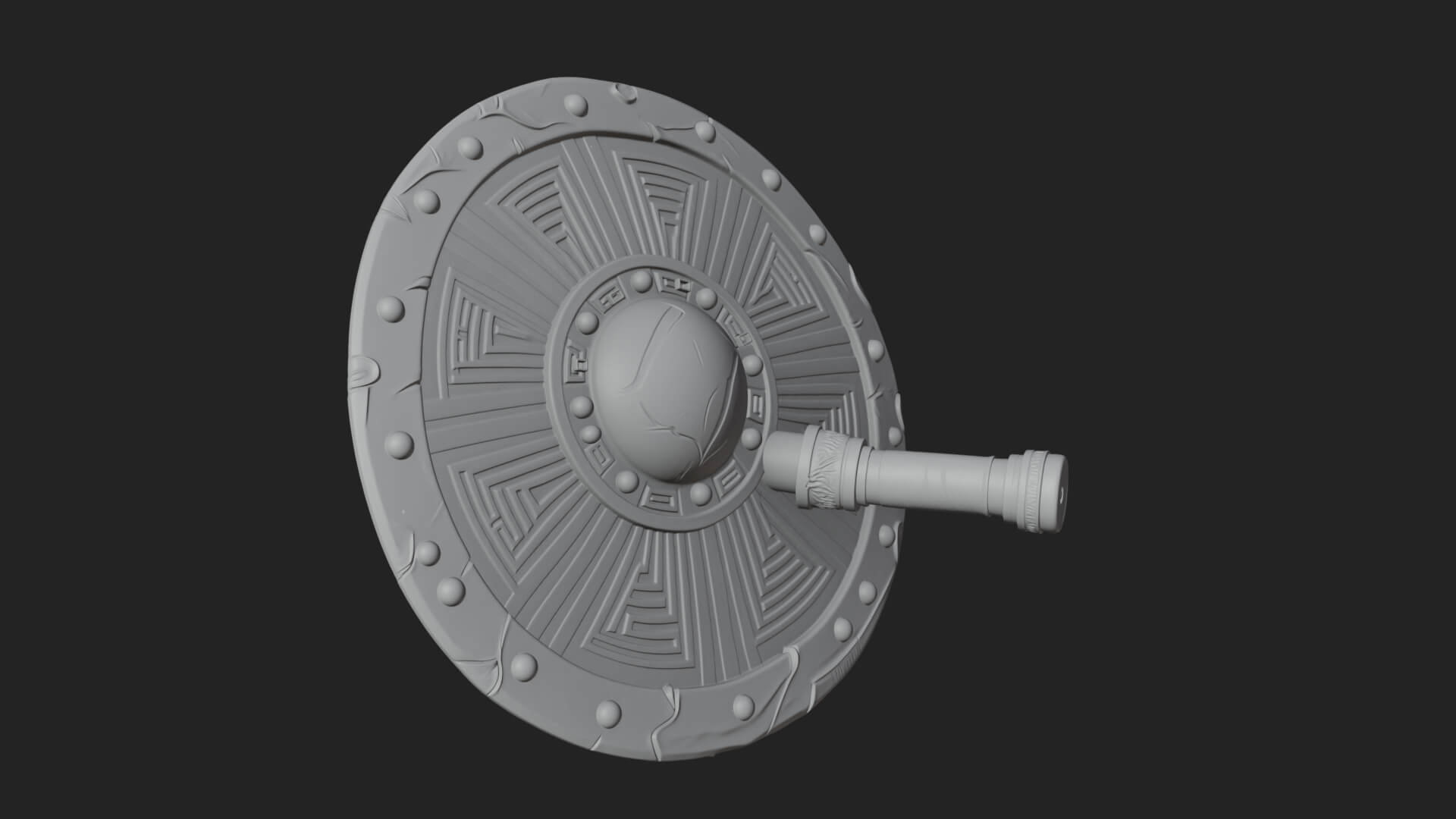 Riveted Round War Shield Model Design 11 3D Print Model 3D Model