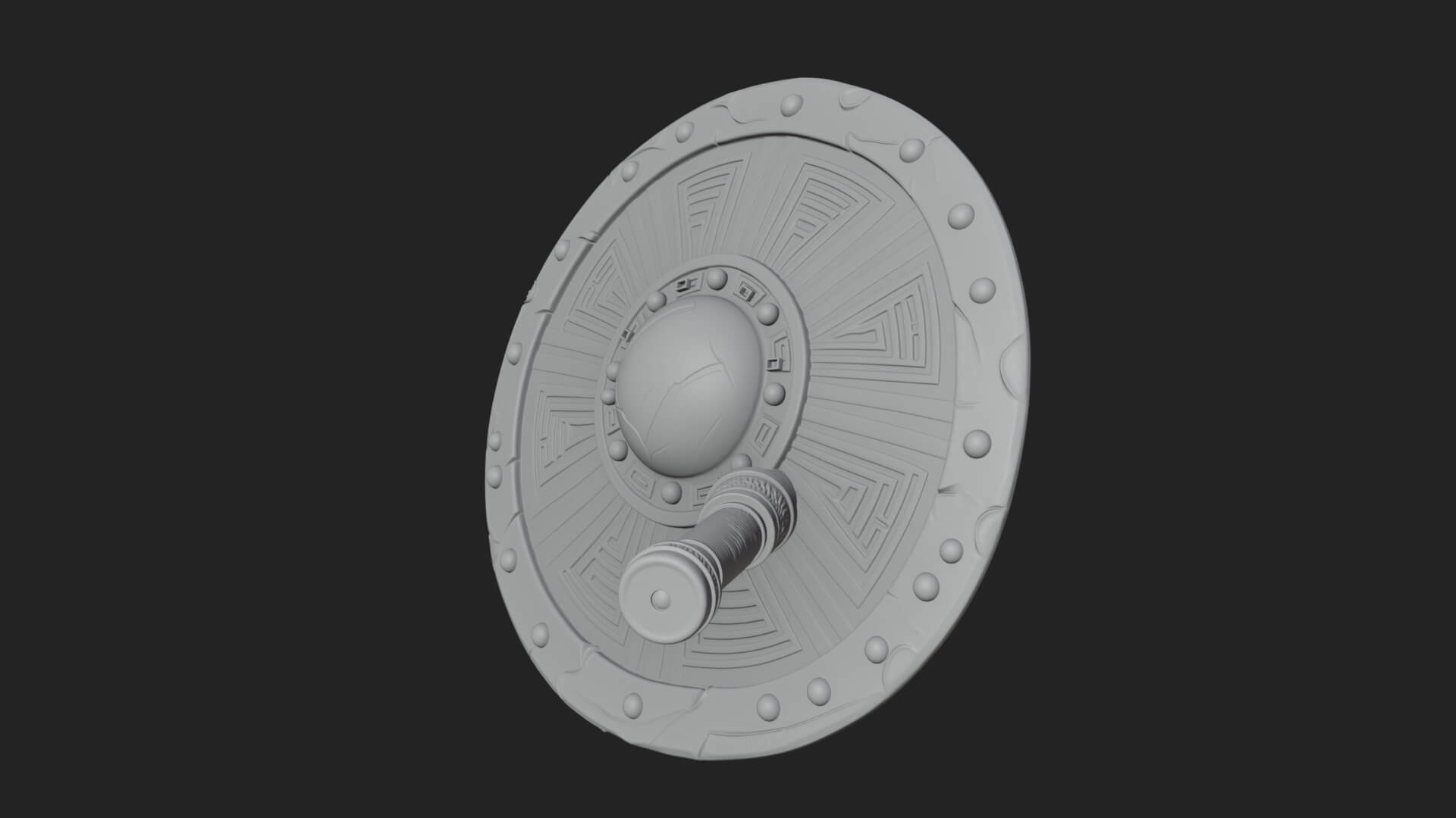 Riveted Round War Shield Model Design 11 3D Print Model 3D Model