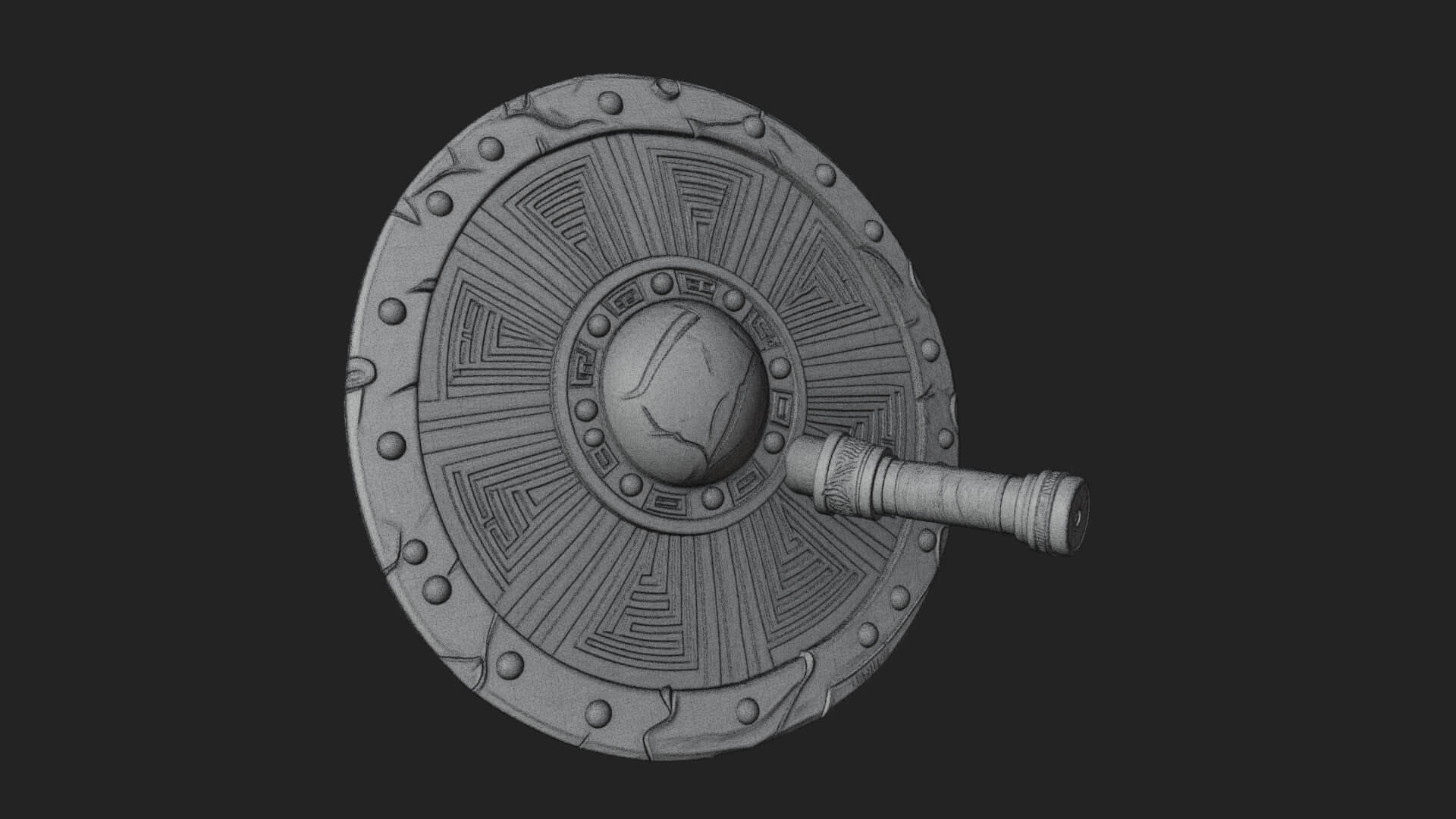 Riveted Round War Shield Model Design 11 3D Print Model 3D Model