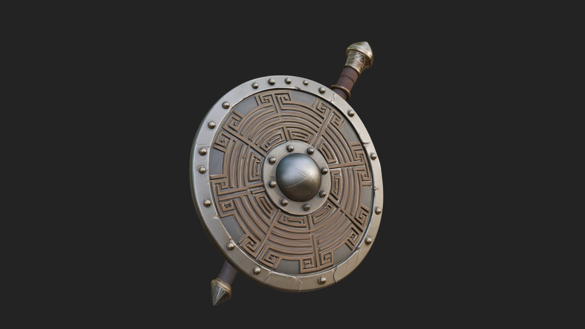 Riveted Round War Shield Model Design 12 3D Print Model 3D Model