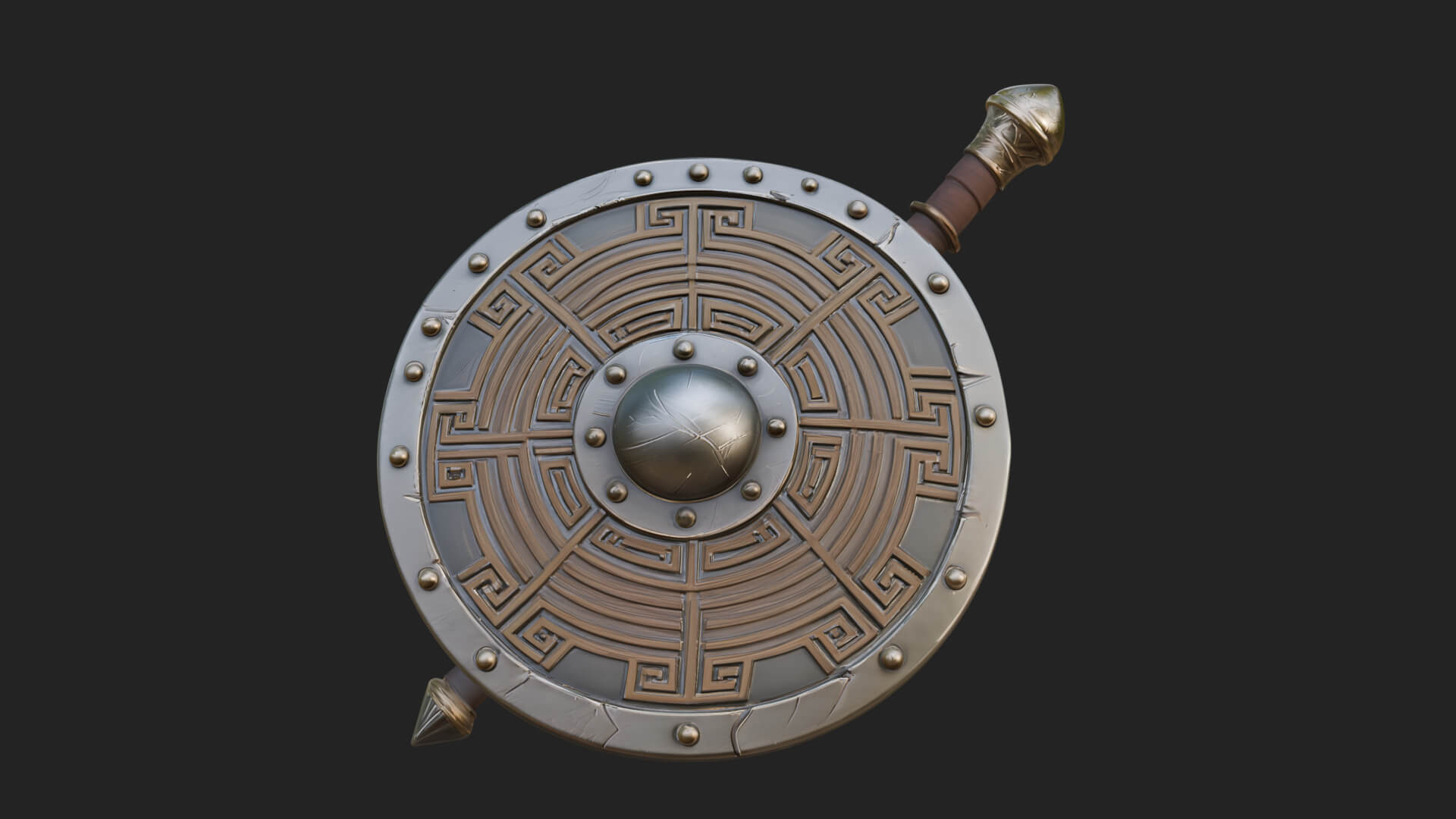 Riveted Round War Shield Model Design 12 3D Print Model 3D Model