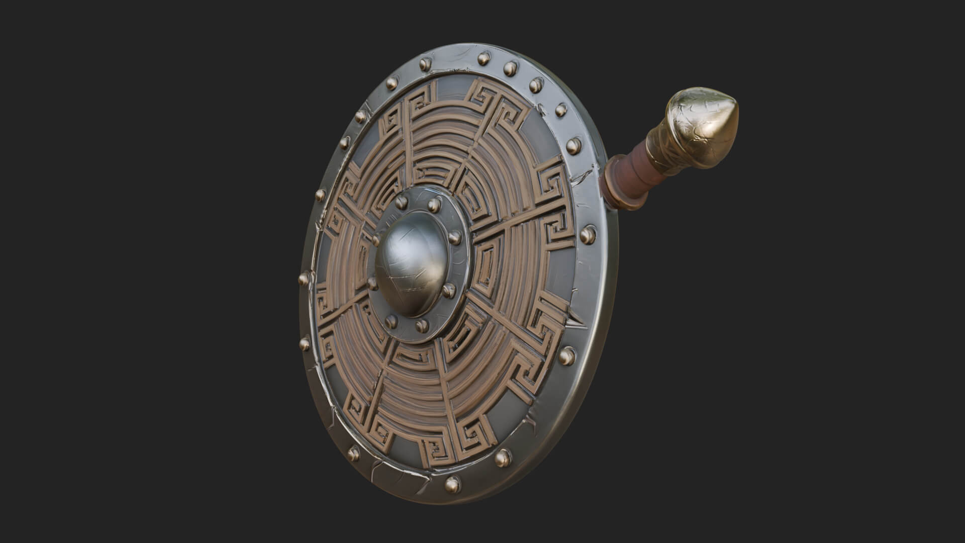 Riveted Round War Shield Model Design 12 3D Print Model 3D Model