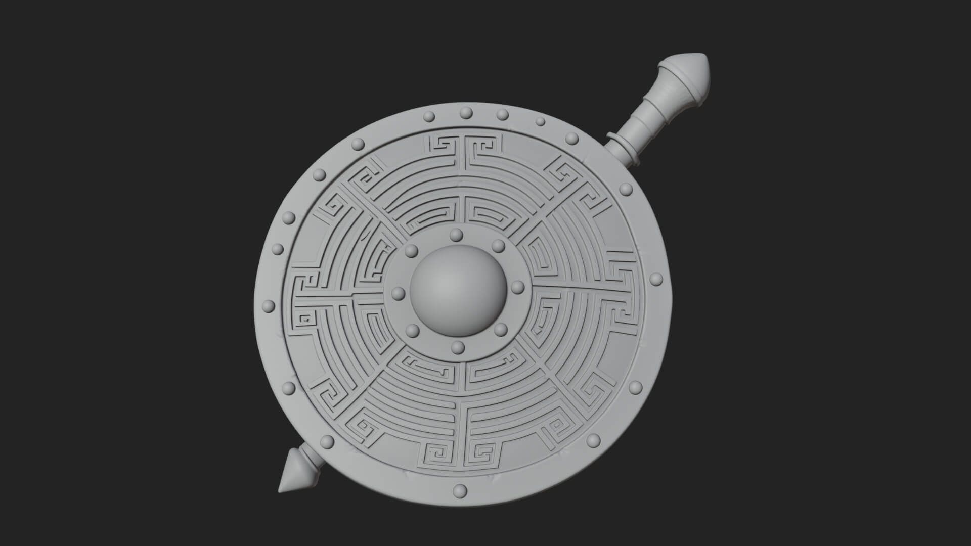 Riveted Round War Shield Model Design 12 3D Print Model 3D Model