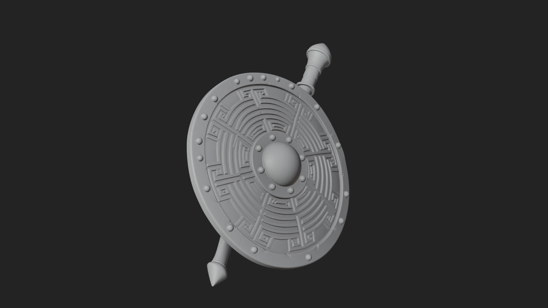 Riveted Round War Shield Model Design 12 3D Print Model 3D Model
